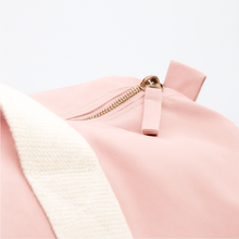 Load image into Gallery viewer, Light pink personalised barrel bag with zip closure and sturdy canvas handles