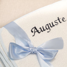 Load image into Gallery viewer, Personalised Hooded Towel with Logo - White & Blue