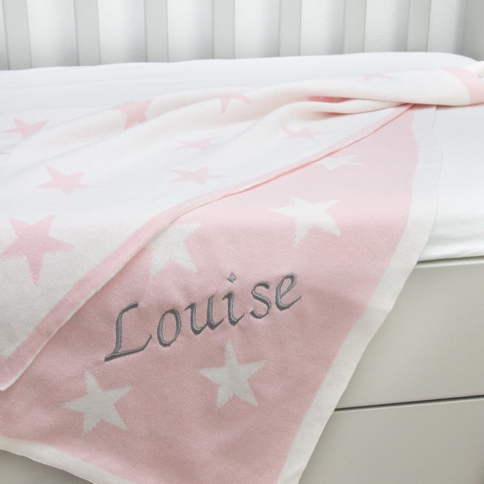 Baby Shower Ideas For Girls Personalised Blanket Little Stars - Pink