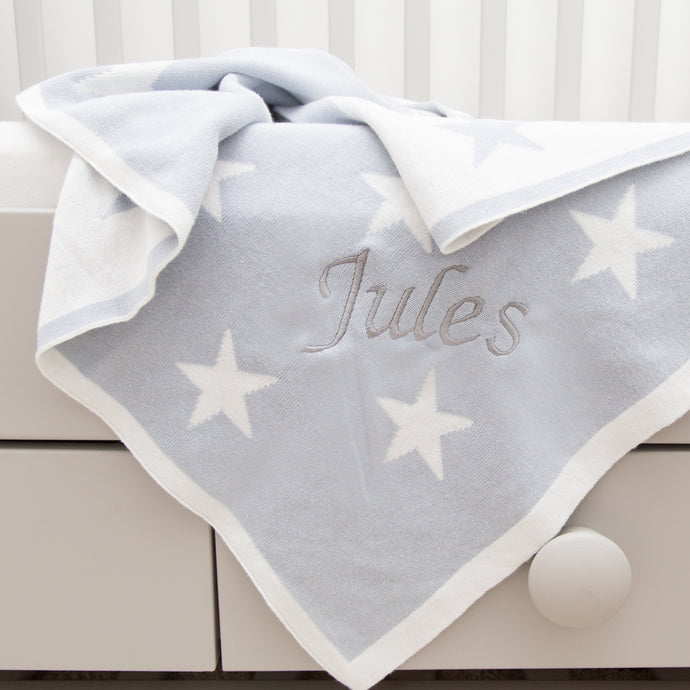 Personalised Blanket Little Stars - Grey