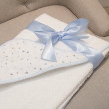 Load image into Gallery viewer, Personalised Hooded Towel Little Stars - White &amp; Blue