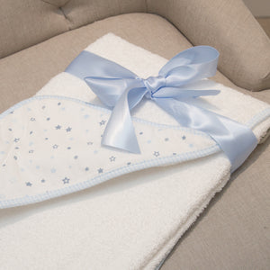 Personalised Hooded Towel Little Stars - White & Blue