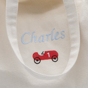 Personalised Nursery Tote Bag Car - Beige