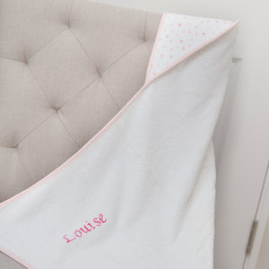 Personalised Hooded Towel Little Stars - White & Pink