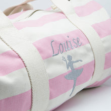 Load image into Gallery viewer, Personalised Barrel Travel Bag Dancing Lady - Pink &amp; Beige