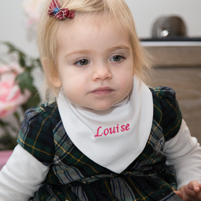 3 Personalised Bandana Bibs - White