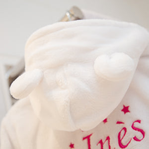 Personalised Luxury Fleece Robe Little Stars - White