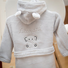 Load image into Gallery viewer, Personalised Luxury Fleece Robe Elephant - Grey