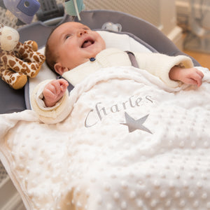 Personalised Blanket Luxury Star - White