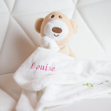 Load image into Gallery viewer, Personalised Comforter Teddy Bear - White &amp; Beige