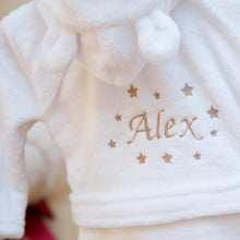 Load image into Gallery viewer, Personalised Luxury Fleece Robe Little Stars - White