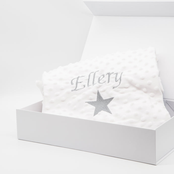 Personalised Blanket Luxury Star - White