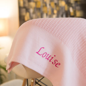 Personalised Knitted Blanket - Pink