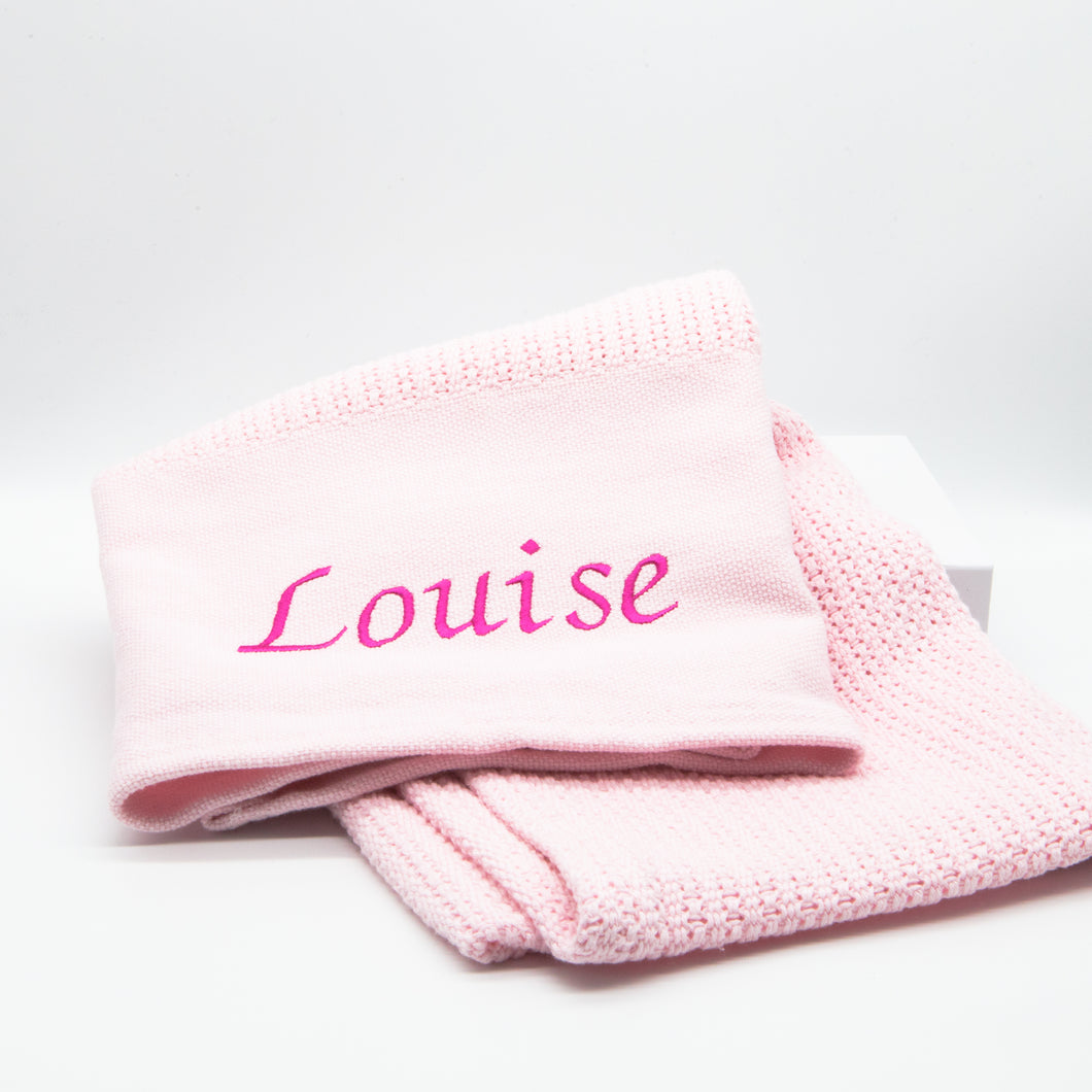 Personalised Knitted Blanket - Pink