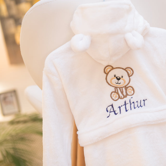 Personalised Luxury Fleece Robe Teddy Bear - White