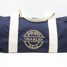 Load image into Gallery viewer, Personalised Barrel Travel Bag Star Since - Navy Blue